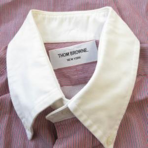 THOM BROWNE ワイシャツ Yシャツ 2 赤 レッド 白 ホワイト 長袖 クレリック ストライプ柄 /AO31 GY99