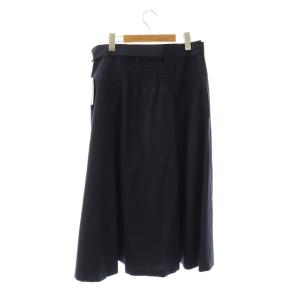 TO BE CHIC フレアスカート ロング ベルト付き 撥水加工 46 ネイビー /CX GY35