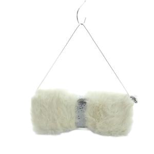 A/X ARMANI EXCHANGE ハンドバッグ フェイクファー ロゴ スクエア 白 ホワイト シルバー色 GY35 /MQ