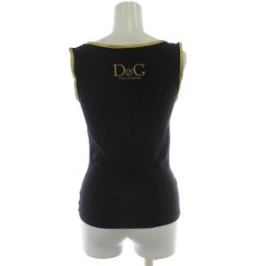 D&G タンクトップ XS 黒 ブラック ノースリーブ スパンコール装飾 文字デザイン /GG GY35