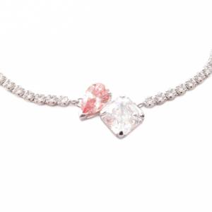 SWAROVSKI ブレスレット 銀色 シルバーカラー スライド式アジャスター スクエアカットストーン ペアシェイプストーン