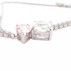 SWAROVSKI ブレスレット 銀色 シルバーカラー スライド式アジャスター スクエアカットストーン ペアシェイプストーン