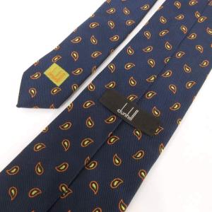dunhill イギリス製 ネクタイ レギュラータイ 絹 シルク 紺 ネイビー ペイズリー柄 /NU GY99