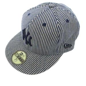 59 FIFTY キャップ 帽子 7 3/4 紺 ネイビー 白 ホワイト ストライプ柄 ロゴ刺繍 /TL