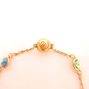 SWAROVSKI ブレスレット ゴールドカラー 青 ブルー 緑 グリーン チェーン ラインストーン装飾  /NU GY99
