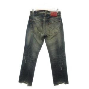 EDWIN 504 デニムパンツ ジーンズ ストレート ウォッシュ加工 ダメージ加工 30 青 ブルー /AH37