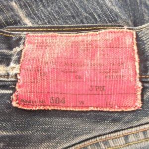 EDWIN 504 デニムパンツ ジーンズ ストレート ウォッシュ加工 ダメージ加工 30 青 ブルー /AH37