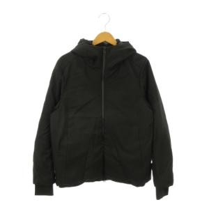 中綿ジャケット S 黒 ブラック フード付き 長袖 ジップアップ フェイクレイヤード /MN25 GY99