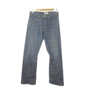 RELAXED デニム ジーンズ W30 青 ブルー 無地 長ズボン ウォッシュ加工 ボタンフライ /MN37