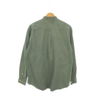 LACOSTE シャツ 39 S/M 緑 カーキ 無地 バンドカラー 長袖 /AO23 GY99