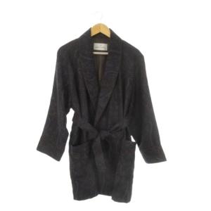 ラウンジウェア ガウン ジャケット 上着 M 紺 ネイビー 茶 ブラウン ペイズリー柄 ショールカラー