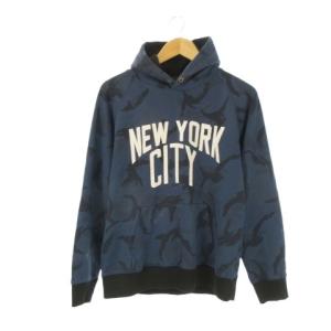 × ナンバーナイン NUMBER (N)INE プルパーカー M 青 ブルー 紺 ネイビー カモフラージュ柄