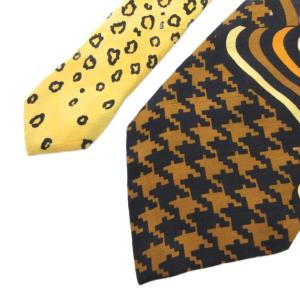 VERSACE ネクタイ レギュラータイ レオパード柄 総柄 メデューサ 絹 シルク 黄 イエロー /FF GY99