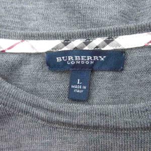 BURBERRY LONDON ニット セーター L グレー ロゴ刺繍 半袖 /SM29 GY99