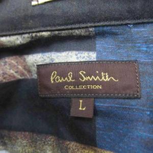 Paul Smith COLLECTION オープンカラーシャツ カジュアルシャツ 半袖 総柄 L 紺 茶 /SY29 GY99