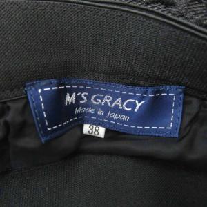 M'S GRACY フレアスカート ギャザースカート ミモレ丈 ドット柄 38 M 黒 ブラック /SY13 GY99