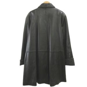 CHARLES JOURDAN レザーコート M 黒 ブラック 長袖 ショールカラー エンボス加工 /NP GY99
