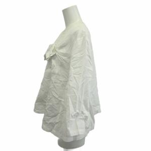 COMME des GARCONS 2016AW シャツ ブラウス M 白 ホワイト リボン ラウンドネック 七分袖 RS-B012 /PP