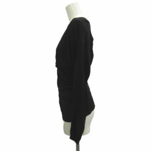LANVIN カットソー M 黒 ブラック Vネック ラップデザイン 長袖 /NP GY99