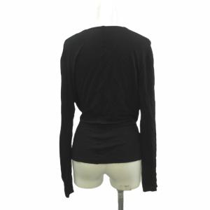 LANVIN カットソー M 黒 ブラック Vネック ラップデザイン 長袖 /NP GY99
