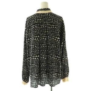 STELLA McCARTNEY シャツ 総柄 シルク100％ 38 ブラック ホワイト アイボリー