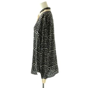 STELLA McCARTNEY シャツ 総柄 シルク100％ 38 ブラック ホワイト アイボリー