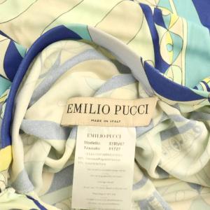 Emilio Pucci スカート ひざ丈 総柄 タイト シルク混 42 ライトブルー ブルー /HK GY06