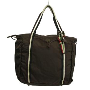 アリンナ ARINNA トートバッグ 肩掛け ナイロン レザー ロゴプレート 茶色 ブラウン /XZ GY06