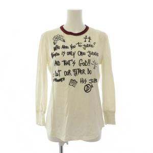 Tシャツ ロンT 長袖 ロゴ プリント ダメージ加工 M 白 ホワイト /BB GY06