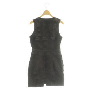 DIESEL デニムワンピース ノースリーブ フロントジップ ミニ XS ブラウン /DF GY06