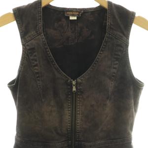 DIESEL デニムワンピース ノースリーブ フロントジップ ミニ XS ブラウン /DF GY06