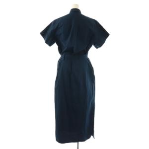 Maison Kitsuné KWE-1802-A シャツワンピース 半袖 ベルト付き 34 ネイビー /ES GY06