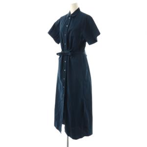 Maison Kitsuné KWE-1802-A シャツワンピース 半袖 ベルト付き 34 ネイビー /ES GY06