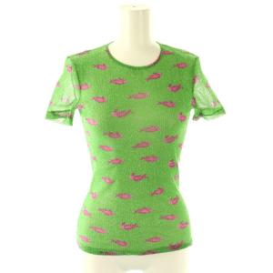 シアーシャツ Tシャツ カットソー ラメ糸 金魚柄 半袖 28/42 グリーン /HK GY06