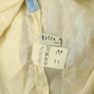 KEITA MARUYAMA シルクワンピース ロング ノースリーブ フリル 花柄 1 ブルー ベージュ /MY OS GY06
