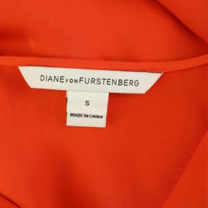 DIANE von FURSTENBERG シルクブラウス 半袖 プルオーバー スリットネック ドルマンスリーブ S オレンジ /MY OS GY06