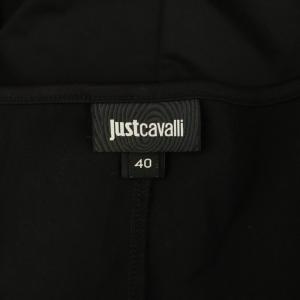 JUST cavalli ワンピース フレンチスリーブ 総柄 ストレッチ 40 ブラック オレンジ /MY OS GY06