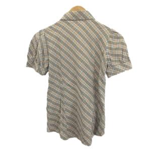 BURBERRY LONDON シャツ ブラウス 38 グレージュ ベージュ チェック柄 パフスリーブ 半袖 /YU GY99