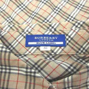 BURBERRY LONDON シャツ ブラウス 38 グレージュ ベージュ チェック柄 パフスリーブ 半袖 /YU GY99