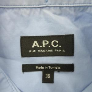 A.P.C. シャツ ブラウス 36 青 ブルー ボタンダウンカラー 長袖 胸ポケット ロゴ刺繍 /MN12 GY99