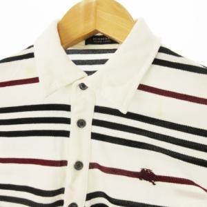 BURBERRY BLACK LABEL ポロシャツ 鹿の子 2 白 ホワイト 半袖 ボーダー /CK23 GY99