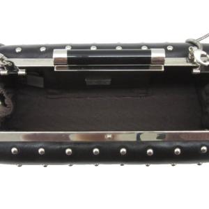 DIANE von FURSTENBERG クラッチバッグ ショルダーバッグ 斜めがけ 2way 黒 ブラック スタッズ ハードケース チェーン付き