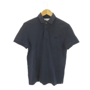 ポロシャツ S 紺 ネイビー 無地 ポロカラー 半袖 ロゴ刺繍 /AO25 GY99