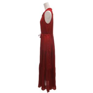 BANANA REPUBLIC 美品 ワンピース ドレス 赤 レッド 0 マキシ丈 ギャザーデザイン 裏地付き /MX