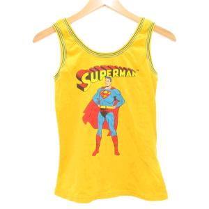 タンクトップ スーパーマン DCコラボ S 黄色 イエロー キャラクタープリント ラウンドネック ノースリーブ