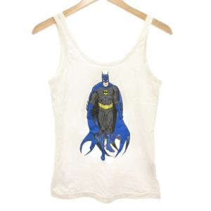 タンクトップ バットマン DCコラボ S 白 ホワイト キャラクタープリント ラウンドネック ノースリーブ