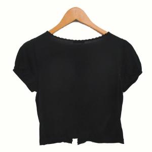 IENA カーディガン リボン レース ホック留め 薄手 半袖 黒 ブラック /TT GY06