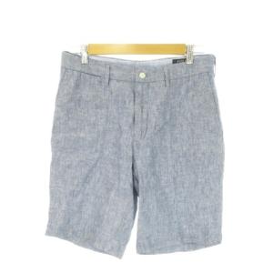 ハーフパンツ 麻 リネン 30 170/76A CLASSIC FIT 紺 ネイビー ネップ 無地 ショート丈