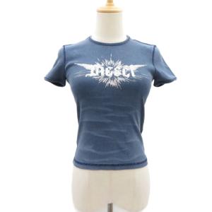 Tシャツ カットソー S 紺 ネイビー プリント 半袖 /HO30 GY99