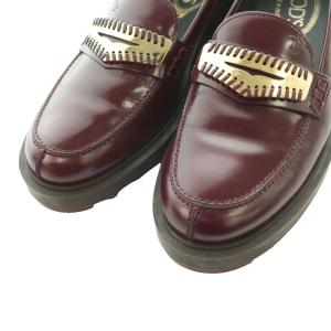 TOD'S ローファー 37 グレー　新品未使用　箱あり TOD'S トッズ-チャンキーソールローファー メタルプレート レザー 37